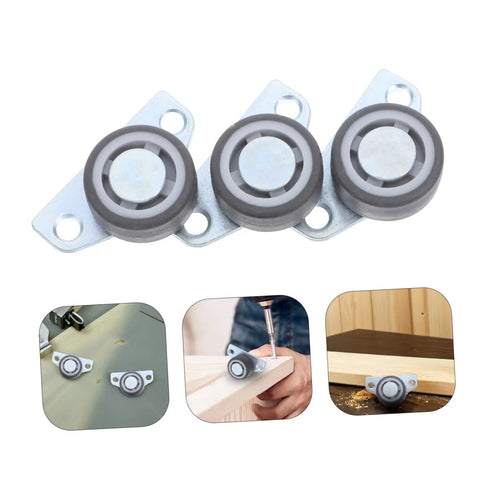 Heavy Duty 4 Pack Adjustable Sliding Door Roller Wheels Built Tough For Heavy Wooden Doors And Barn Hardware No Fuss Whisper Quiet Bearings Easy Closet Swap - close-up of steel rollers with gray wheels.
