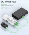 Long Range Wireless Bridge Kit With 3MP IP Camera For Barns, Farms, Ranches, Warehouses And Factories Security, showing PoE input setup