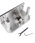Badass Aluminum Alloy Belt Grinder Knife Jig With Hella Smooth Angle Adjustment and Heavy Duty Dual Press Plates, showing parts and tools.