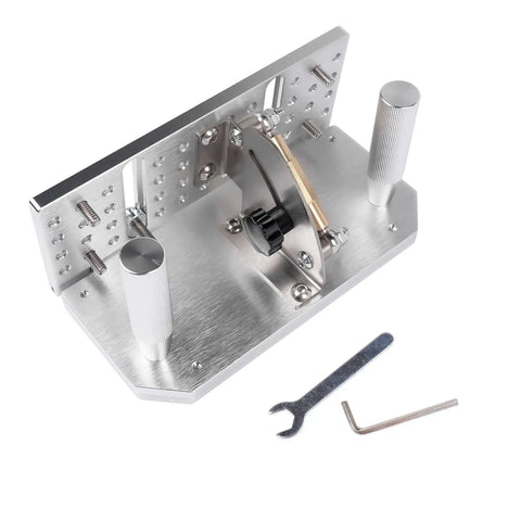 Badass Aluminum Alloy Belt Grinder Knife Jig With Hella Smooth Angle Adjustment and Heavy Duty Dual Press Plates, showing parts and tools.