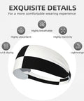 Black And White Piano Grid Print Stretchy Headbands Sweat Wicking And Ultra Breathable Workout Band showing its breathable and quick-drying features.