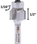 Roundover Router Bit Carbide Tipped One Sixteenth Inch Radius Five Eighths Inch Diameter One Quarter Inch Shank One Half Inch Cutting Length For One Quarter Inch Collets Perfect For Smooth Wood Edges And Edge Trimming For Pros shown vertically