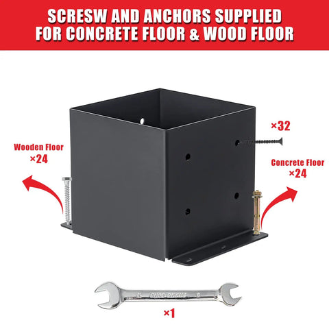 Beefed Up 6x6 Post Base 4 Pack For Standard 6x6 Posts Inner 5.6x5.6 Black Powder Coated Steel Rustproof Outdoor Post Anchor Kit For Deck Pergola Fence