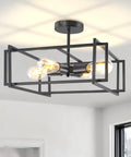 Four Light Black Semi Flush Mount Ceiling Light Fixture With Industrial Farmhouse Style For Kitchen Dining Room Entryway Hallway Bedroom And Foyer Modern Rustic Ceiling Light That Delivers Dope Industrial Vibe