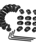 Slick 12 Piece T Nut And Screw Replacement Bundle For M Rail And M Loc Tactical Mounts With Picatinny Rails showing screws, nuts, and hex wrenches.