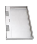 Heavy Duty Stainless Steel Recessed Floor Power Outlet Kit With Usb A Charging Port And Ethernet Jack Flush Mount Electrical Box cleanly designed, showing the top view.