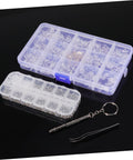 Eyeglass Repair Kit With Assorted Tiny Screws Nose Pads And Screwdriver For Sunglasses And Spectacles Complete Tool For Quick Repairs And Adjustments Grab And Go Convenience With Organized Storage Case including transparent storage boxes, screwdriver, and tweezer