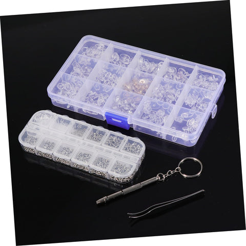 Eyeglass Repair Kit With Assorted Tiny Screws Nose Pads And Screwdriver For Sunglasses And Spectacles Complete Tool For Quick Repairs And Adjustments Grab And Go Convenience With Organized Storage Case including transparent storage boxes, screwdriver, and tweezer