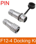 IP67 Waterproof Rectangular Connector Kit 2 3 4 5 6 7 9 Pin Metal Plugs, Male And Female, 24V Equipment Power, Heavy Duty Electrical Connector One Piece, 4-pin SF12 metal plugs