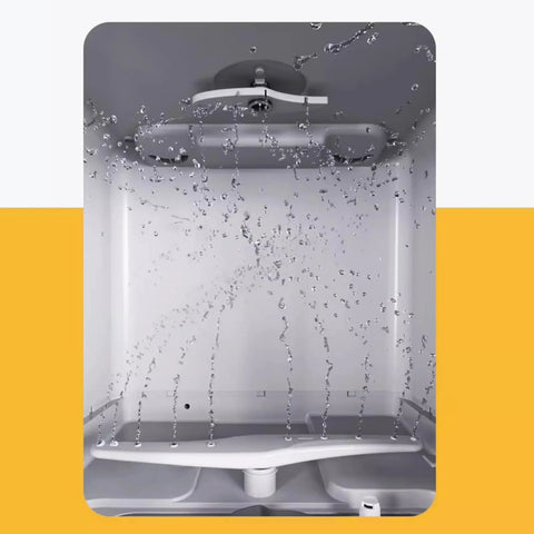 Inside view of Plug And Play Countertop Dishwasher Totally Hassle Free Setup Triple Bowl Basket showing water spray mechanism.