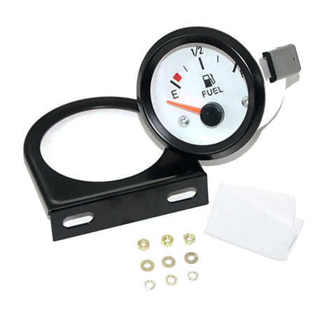 2 Inch Fuel Level Gauge 12V Fuel Tank Meter E-1-2-F Pointer for Car RV Boat Yacht Motorcycle With White Backlight 240-33 Ohm Sensor High Sensitivity Readout Ride Ready Plug-N-Play Gauge, 52mm black dial with bracket and hardware