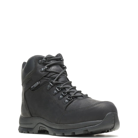 Grayson Mid Steel Toe Waterproof Work Boot For Men, Black, Size 9 Medium, ST Rated, Top-Notch Full-Grain Leather Side View