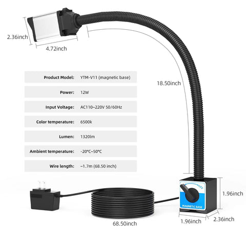 Badass Magnetic Work Light With Smooth Bend Tube 1600 Lumen Ip66 Waterproof Led Machine Lamp For Cnc Mill Drill Press And Shop Fixes That Glows Bright All Day Long, with flexible tube and magnetic base.