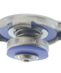 Heavy Duty 16 Psi Radiator Cap With Integrated Pressure Relief Valve Direct Swap OE Replacement Cooling System Fix For Honda Hyundai Kia Nissan top view showing sealing components and metallic finish.