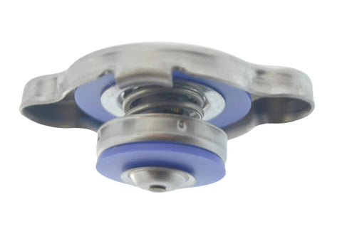 Heavy Duty 16 Psi Radiator Cap With Integrated Pressure Relief Valve Direct Swap OE Replacement Cooling System Fix For Honda Hyundai Kia Nissan top view showing sealing components and metallic finish.