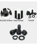 Heavy Duty 12.9 Grade Black Hex Socket Cap Screws Nuts Set M2.5 To M6 DIN912 2500Pcs Mixed Sizes High Strength Carbon Steel With Wear Resistant Black Finish Anti Rust And Anti Oxidation Includes Matching Nuts For Wide Assembly Use M3 M4 M5 close-up of black socket screws, nuts, washer and lock washer
