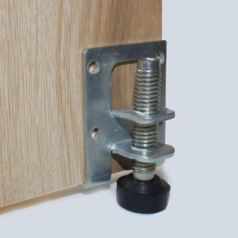 Close-up of 4 Pack Adjustable Furniture Leveling Feet With Carbon Steel Core And Nylon Caps Non Slip Pads for cabinets