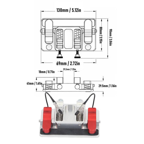 Helping Hands Soldering Station with diagram showing double clamp design and 12mm opening, heavy duty aluminum alloy base for PCB wiring.