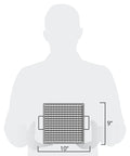 Person holding Air Fryer Crisping Basket And Tray Set With Nonstick Grease Catcher For Even Cooking Healthier Frying Includes Hot Dog Sausage Bacon Rack Perfect For Quick Meals Copper Finish 9 By 10 Inches, dimensions shown against silhouette, 9x10 inches.