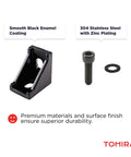 Black 2020 Aluminum T Slot Corner Bracket Kit With 20 Right Angle Connectors And 40 T Nuts And Screws For 6mm V Slot Profile