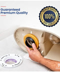 Universal Extra Thick Toilet Wax Ring Replacement Kit with water tight seal being installed on a floor outlet toilet bowl