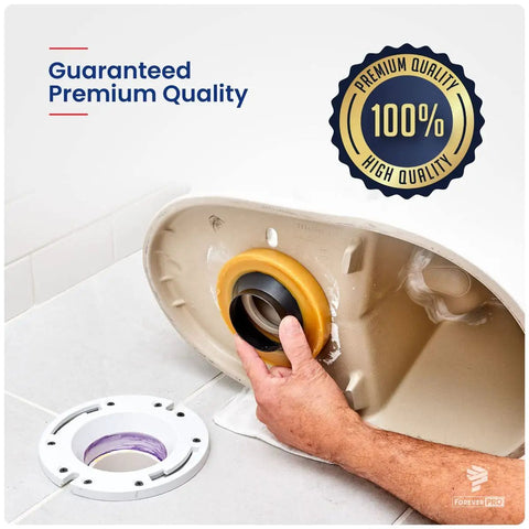 Universal Extra Thick Toilet Wax Ring Replacement Kit with water tight seal being installed on a floor outlet toilet bowl