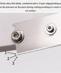 Close-up of 0.23mm blade on Pro Grade Manual Model Angle Cutter For Wood Ship Hulls, Adjustable 0 To 45 Degrees, showing bolt details.
