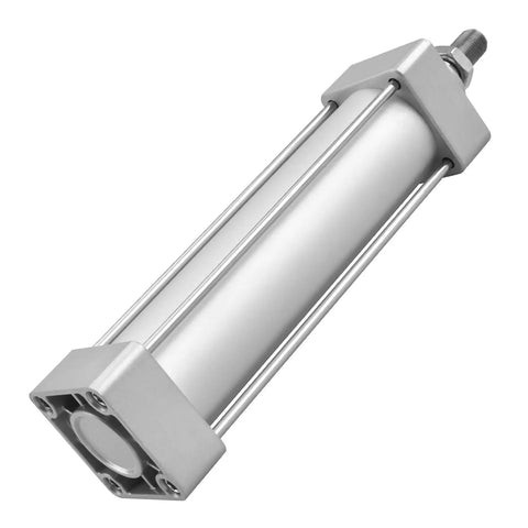Standard Pneumatic Cylinder SC 50-150 With Port Size PT Quarter Inch, 50mm Bore, 150mm Stroke, Double Acting, Single Rod, Silver Finish