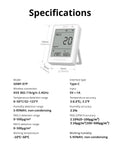Smart Indoor Air Quality Monitor With PM2.5 PM10 Temperature And Humidity Sensor Real Time Display And Alerts Matter Compatible 2.4GHz WiFi 3.73 Inch Screen Ideal For Bedroom And Nursery, 103mm white device