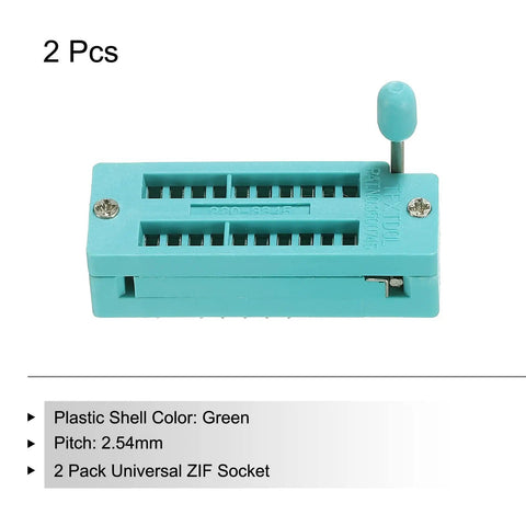 Universal ZIF IC Socket 20 Pin 2.54mm Pitch For Microcontrollers Chips Breadboards And Programmable ICs 2 Pack Test Socket