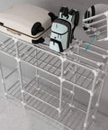 Dang Sure Portable Wardrobe Closet Built With Heavy Duty Steel Tubes Quick Connect Plastic Joints Waterproof Fabric Cover And Ridiculously Fast Setup For Keeping Threads Neat with suitcase and backpacks on top.
