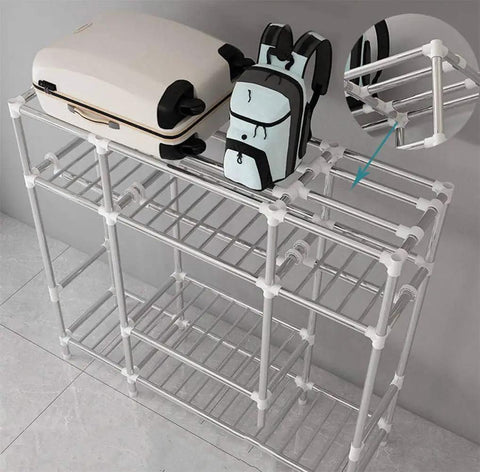 Dang Sure Portable Wardrobe Closet Built With Heavy Duty Steel Tubes Quick Connect Plastic Joints Waterproof Fabric Cover And Ridiculously Fast Setup For Keeping Threads Neat with suitcase and backpacks on top.