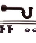 Pedestal Sink Lavatory Supply Line Kit with P Trap and Round Handle Angle Stops in Oil Rubbed Bronze, Includes Corrugated Risers