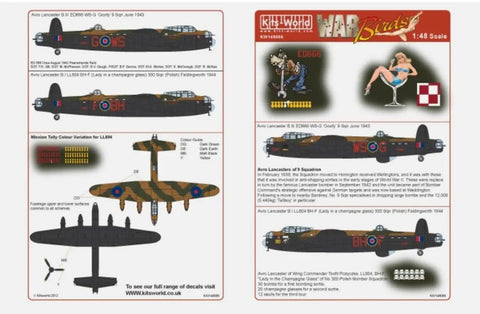 1/48 Scale Avro Lancaster B.III ED666 WS-G Goofy Decal Set illustration with WWII nose art instructions for model aircraft