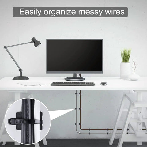 100 Pcs Cable Zip Tie Saddle Mounts With 8 Inch Ties Tapping Screws Wire Clips organizer in office setup