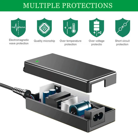 Universal 24V DC Power Supply Adapter 2.5A 60W With 8 Tips 100 240V AC To DC Converter dismantled showing internal components.