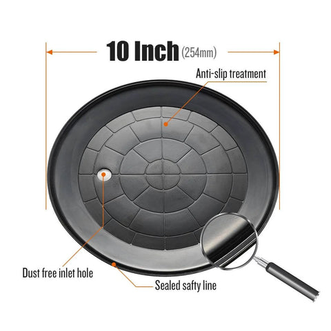 Top view of a 10 Inch Beefy Metal Vacuum Suction Cup with labeled features for glass lifting and flat surface attachment.