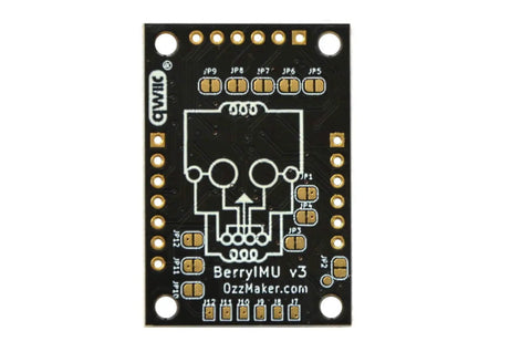 All In One 10DOF IMU For Makers With Accelerometer Gyroscope Magnetometer And Barometric Altitude Sensor For Raspberry Pi Arduino Teensy ESP8266 Includes BMP388 Temperature Sensor And QWIIC Connector black PCB front view