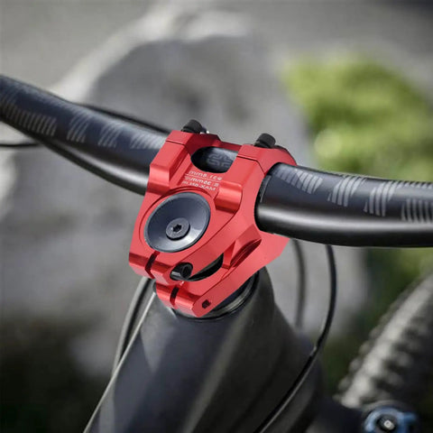 35mm Short Riser Handlebar Stem Lightweight Aluminum Alloy With 31.8mm Clamp And 28.6mm Fork Fit For MTB in red finish