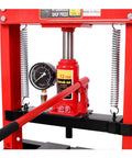 12 Ton Hydraulic Shop Press With Gauge Bottle Jack For Bending Straightening And Pressing Metal Components, red frame