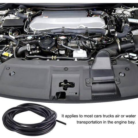 Car engine bay equipped with Hot Temp Silicone Vacuum Hose For Cars And Rigs 16.4 Feet Long Five Meters Inner Diameter One Eighth Inch
