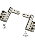 Left and right zinc alloy damping cabinet hinges with 360° torque shafts; silver metal hardware.