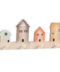 Game Winning Wall Mount Wood Coat Hooks For Entryway Storage And Home Decor Featuring Space Saving Key Holder Towel Rack with house shapes.