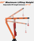 Beefy Heavy Duty Receiver Hitch Mounted Hydraulic Swivel Crane For Trucks with telescoping boom at maximum lift height