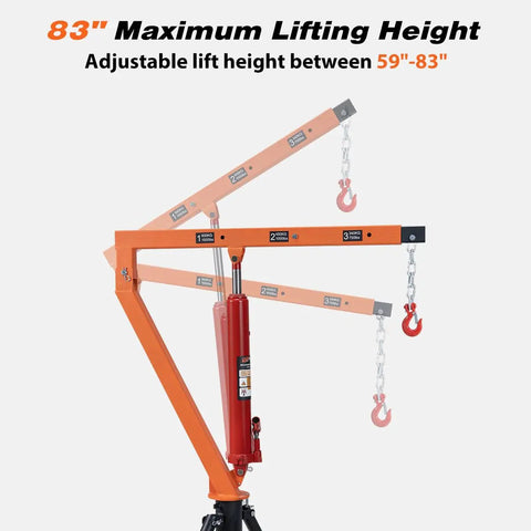 Beefy Heavy Duty Receiver Hitch Mounted Hydraulic Swivel Crane For Trucks with telescoping boom at maximum lift height