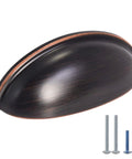 Side view of Six Pack Drawer Cup Pulls For Cabinets And Dressers In Oil Rubbed Bronze 3 Inch Hole Centers Durable Zinc Alloy Furniture Hardware Handles.