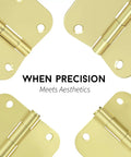 18 Pack 3.5 Inch Polished Brass Door Hinges With Five-Eighth Radius Corners Includes 108 Matching Screws In Brushed Brass Satin Gold Finish