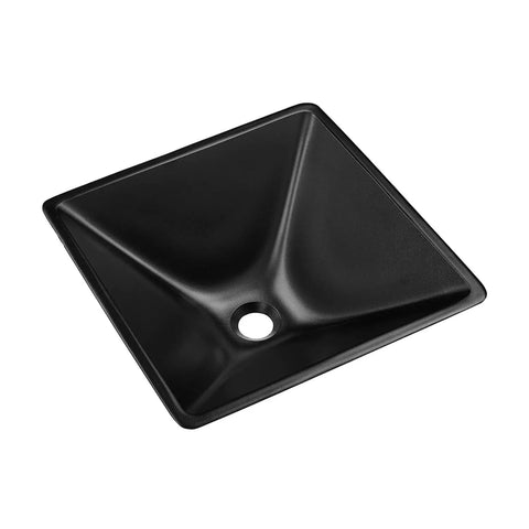 Claire 15.5 Inch Black Glass Vessel Sink for Above Counter Mount Durable Tempered Glass 1.75 Inch Drain Deep 5 3 16 Inch Basin