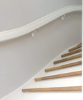 Jumbo Handrail Brackets Satin Nickel 5 Pack Built To Last With Wall Mount 3 Inch Extension Low Profile Zinc Construction for Stair Rails visible.