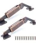 Spring Lid Hinge Set For Cabinets, Boxes, And Sofas, Left Or Right Mount, Down Support, Red Bronze Iron Finish with screws